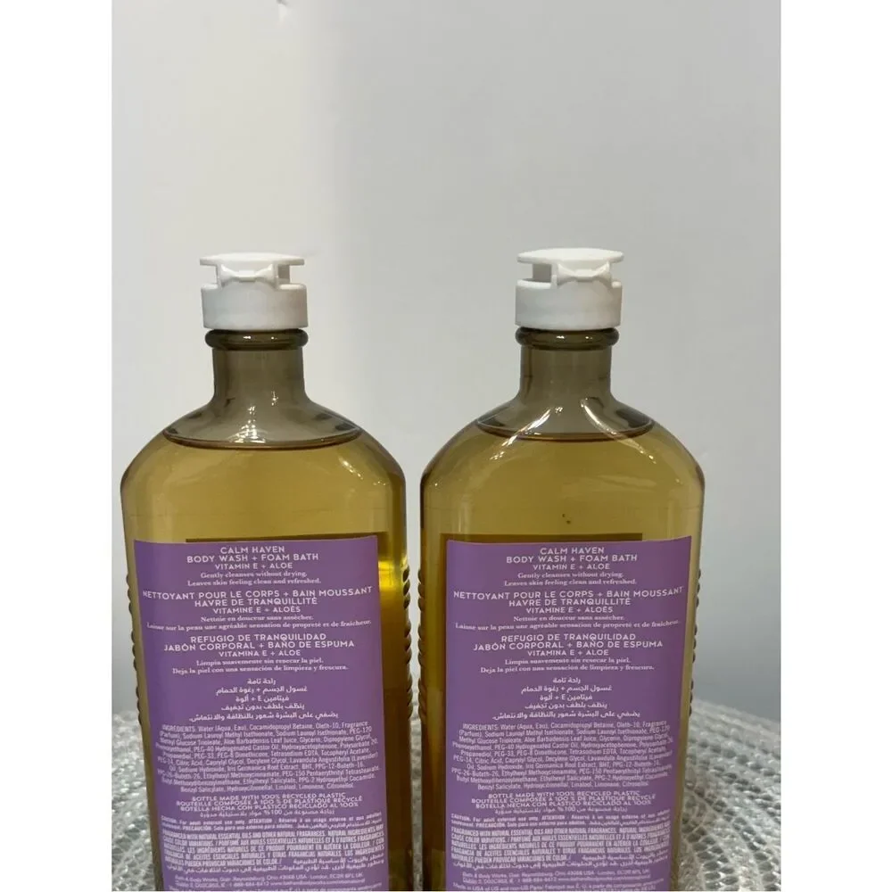 BBW Aroma Calm Haven Body Wash Lavender and Iris Set of 2 NWT